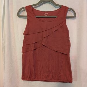 LOFT Rust Colored Ruffled Sleeveless Tank Top, Size PXS